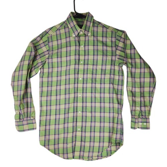 Bobby Jones Collection XS Button Down Shirt Mens 14.5-15 Plaid Green Blue Italy - Picture 1 of 13